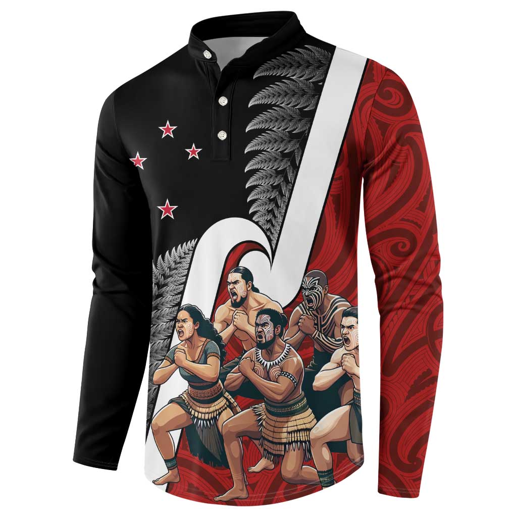 New Zealand Te Matatini Button Sweatshirt Kapa Haka and Silver Fern - Maori Art Pattern LT03 - Polynesian Pride