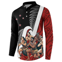 New Zealand Te Matatini Button Sweatshirt Kapa Haka and Silver Fern - Maori Art Pattern LT03 - Polynesian Pride
