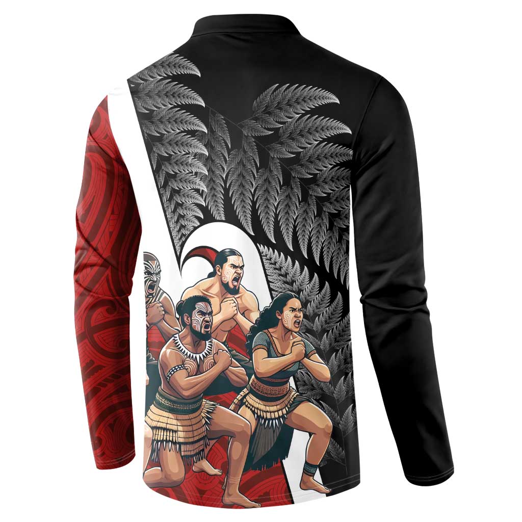 New Zealand Te Matatini Button Sweatshirt Kapa Haka and Silver Fern - Maori Art Pattern LT03 - Polynesian Pride