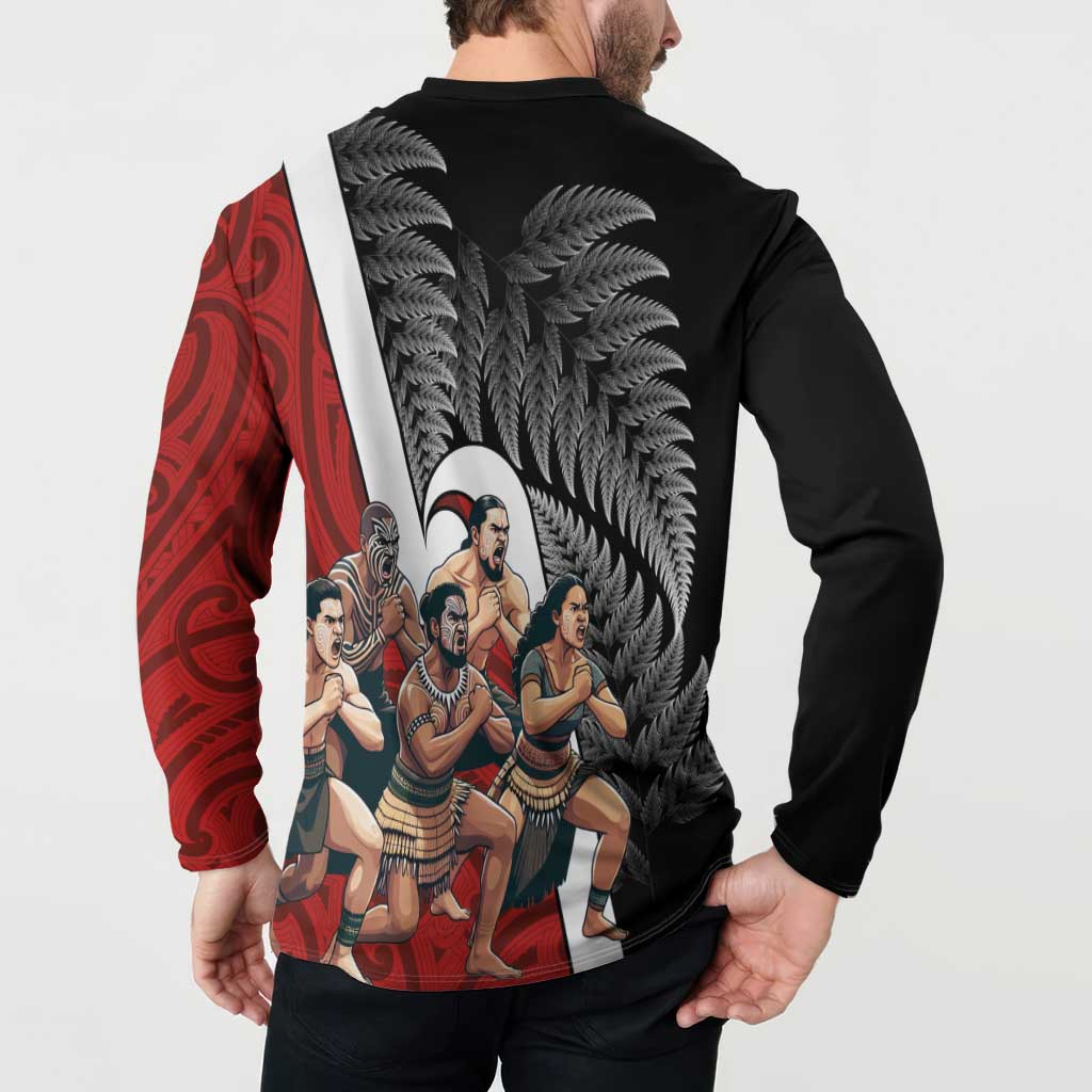 New Zealand Te Matatini Button Sweatshirt Kapa Haka and Silver Fern - Maori Art Pattern LT03 - Polynesian Pride