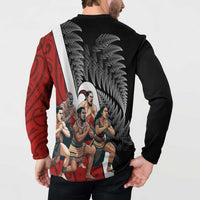 New Zealand Te Matatini Button Sweatshirt Kapa Haka and Silver Fern - Maori Art Pattern LT03 - Polynesian Pride