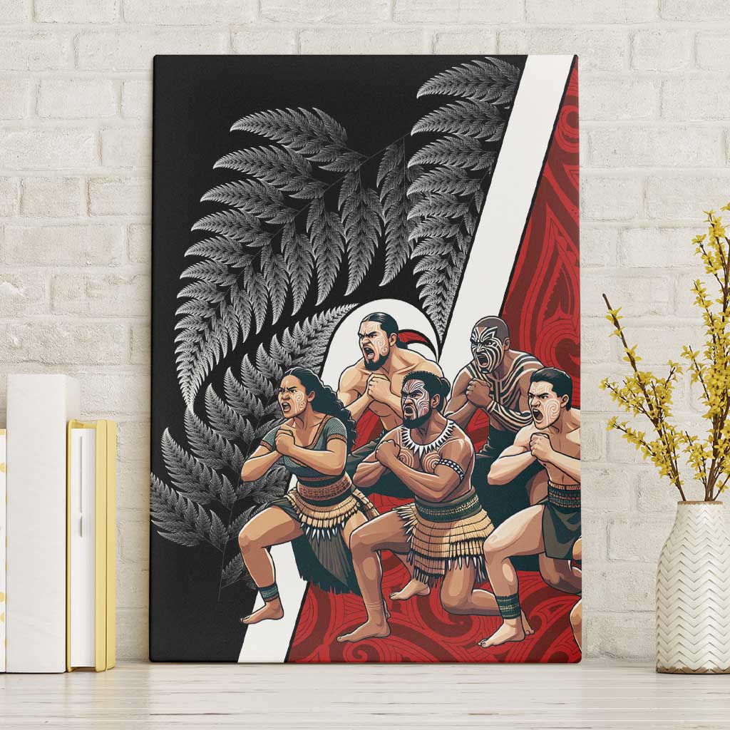 New Zealand Te Matatini Canvas Wall Art Kapa Haka and Silver Fern - Maori Art Pattern LT03 Without Frame Black - Polynesian Pride