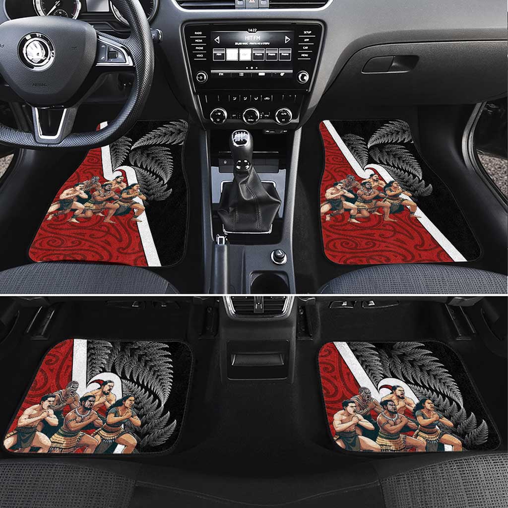 New Zealand Te Matatini Car Mats Kapa Haka and Silver Fern - Maori Art Pattern LT03 Set 4pcs Black - Polynesian Pride