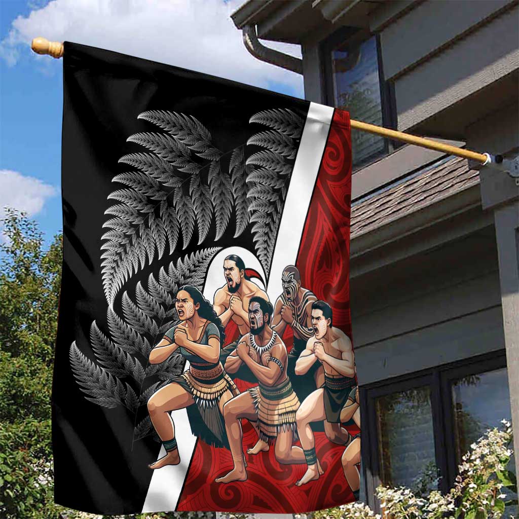 New Zealand Te Matatini Garden Flag Kapa Haka and Silver Fern - Maori Art Pattern LT03 - Polynesian Pride