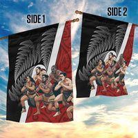 New Zealand Te Matatini Garden Flag Kapa Haka and Silver Fern - Maori Art Pattern LT03 - Polynesian Pride