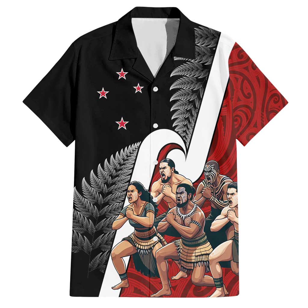 New Zealand Te Matatini Hawaiian Shirt Kapa Haka and Silver Fern - Maori Art Pattern LT03 Black - Polynesian Pride