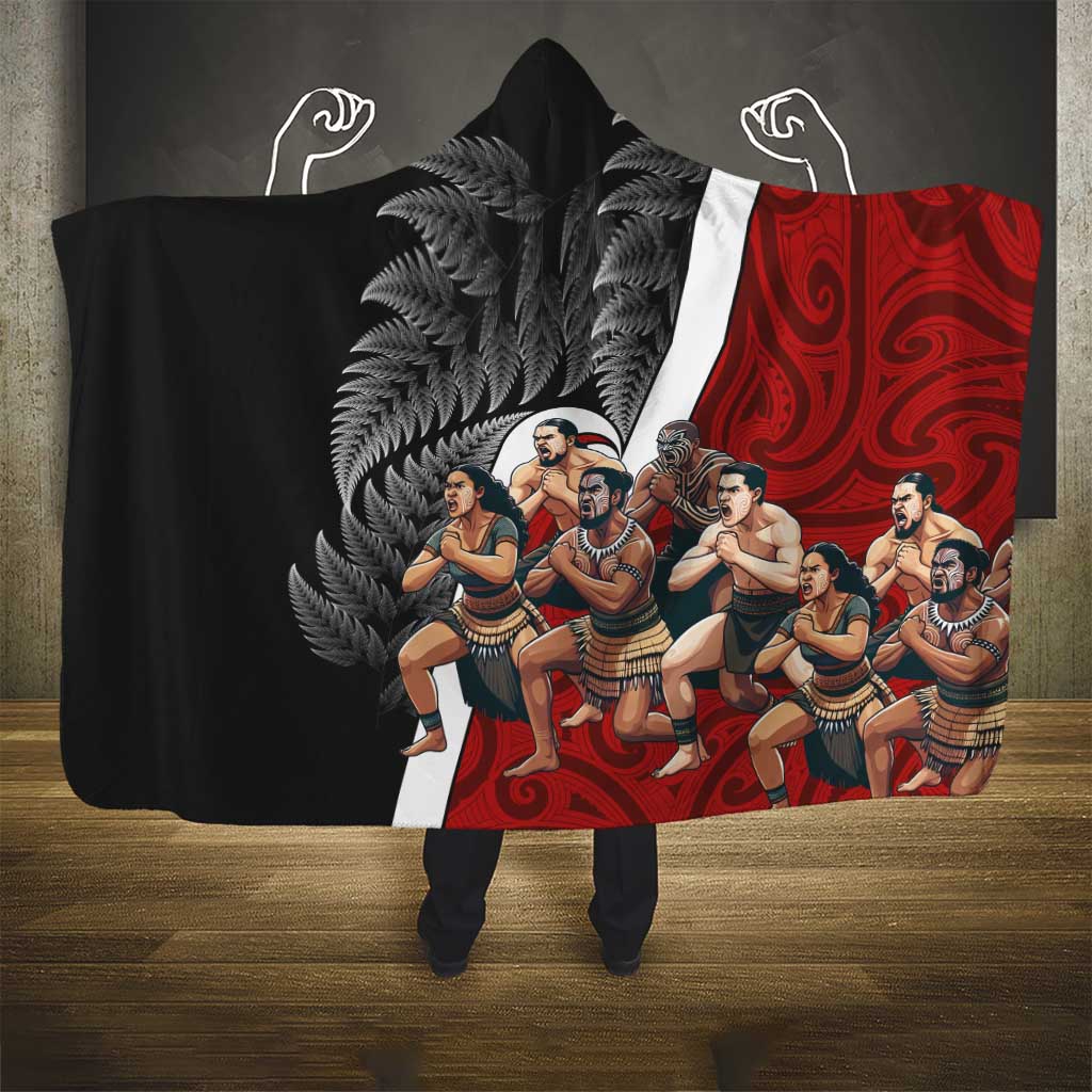 New Zealand Te Matatini Hooded Blanket Kapa Haka and Silver Fern - Maori Art Pattern LT03 - Polynesian Pride