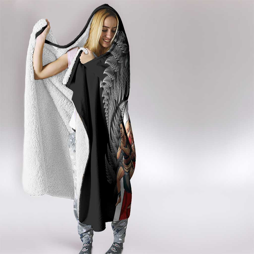 New Zealand Te Matatini Hooded Blanket Kapa Haka and Silver Fern - Maori Art Pattern LT03 - Polynesian Pride