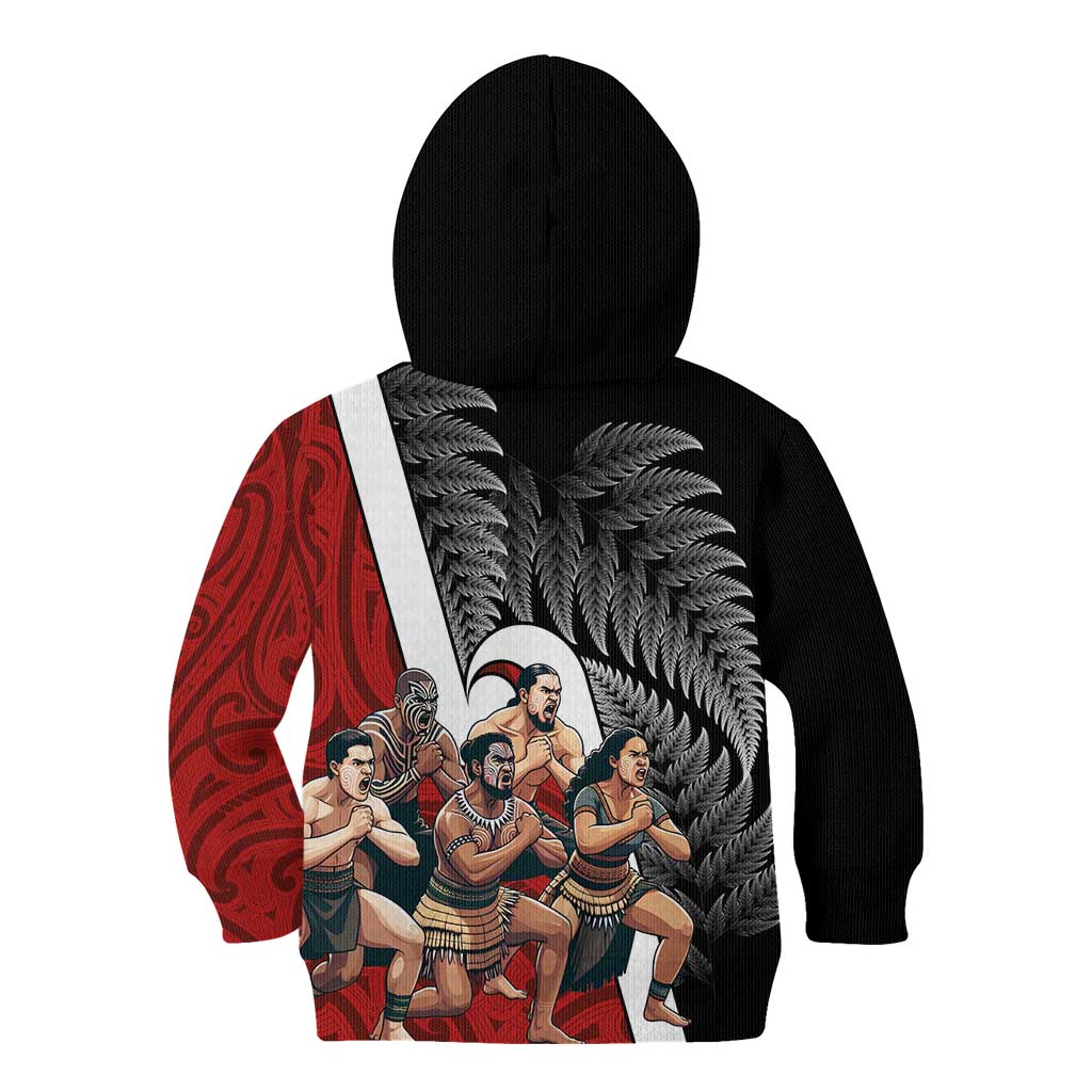 New Zealand Te Matatini Kid Hoodie Kapa Haka and Silver Fern - Maori Art Pattern