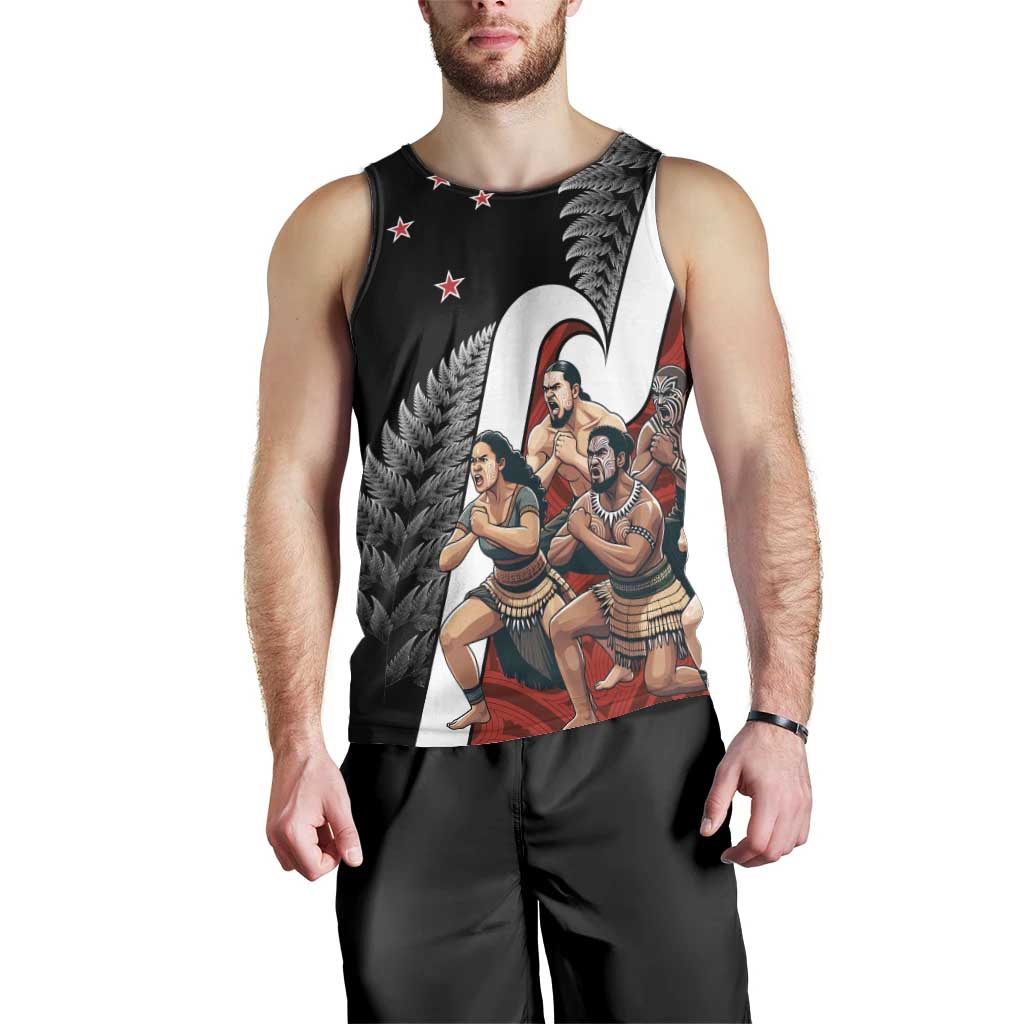 New Zealand Te Matatini Men Tank Top Kapa Haka and Silver Fern - Maori Art Pattern LT03 - Polynesian Pride