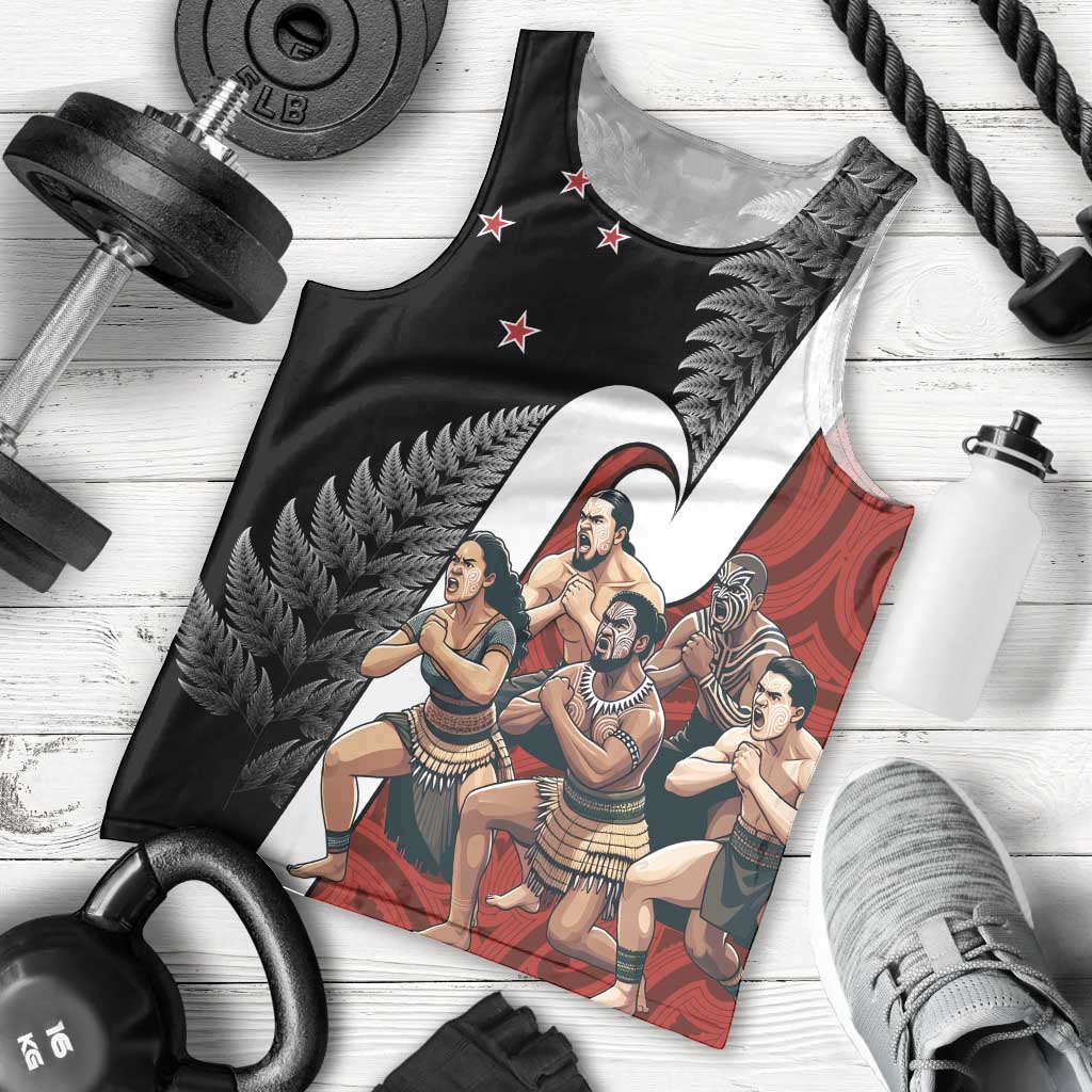New Zealand Te Matatini Men Tank Top Kapa Haka and Silver Fern - Maori Art Pattern LT03 - Polynesian Pride