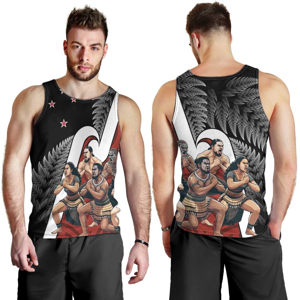 New Zealand Te Matatini Men Tank Top Kapa Haka and Silver Fern - Maori Art Pattern LT03 - Polynesian Pride