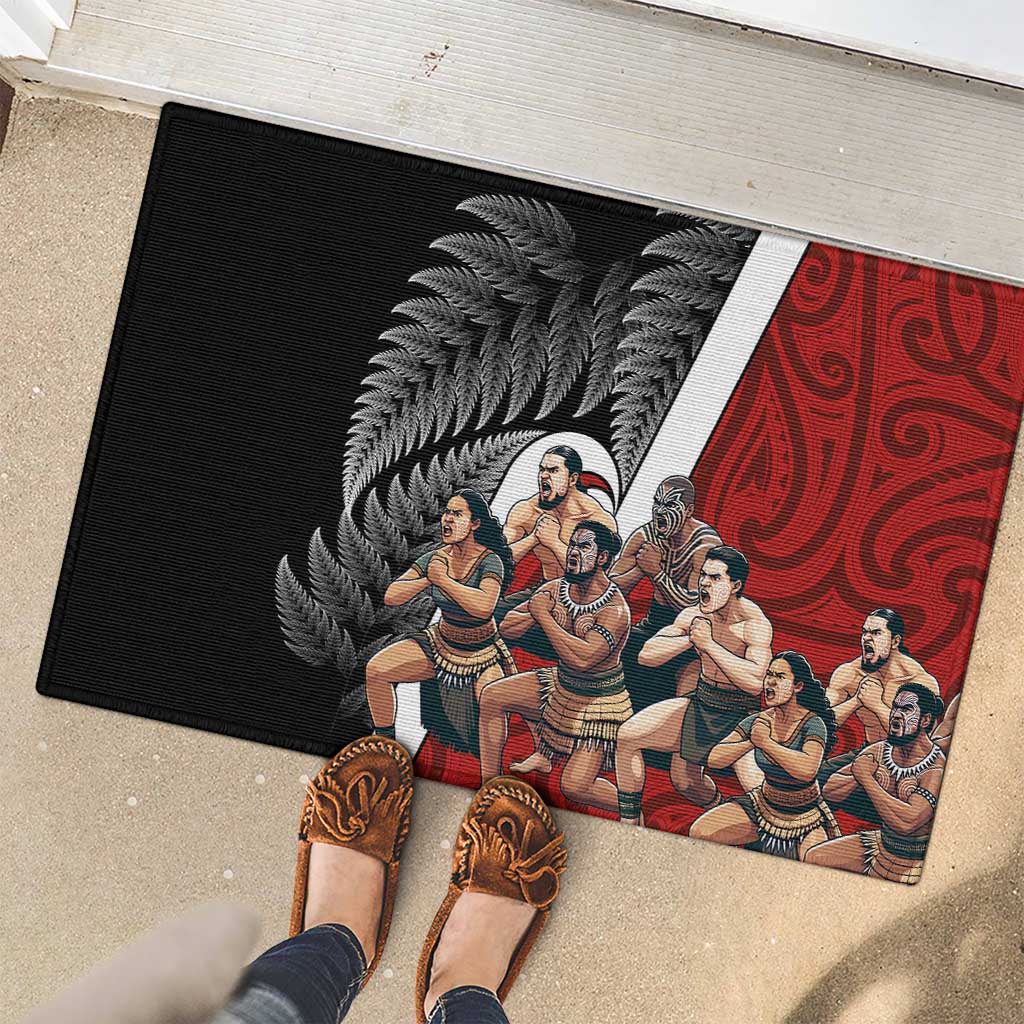 New Zealand Te Matatini Rubber Doormat Kapa Haka and Silver Fern - Maori Art Pattern