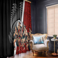 New Zealand Te Matatini Window Curtain Kapa Haka and Silver Fern - Maori Art Pattern LT03 - Polynesian Pride