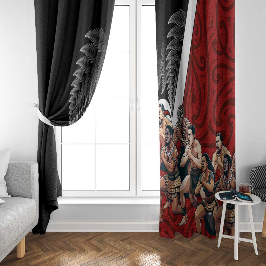 New Zealand Te Matatini Window Curtain Kapa Haka and Silver Fern - Maori Art Pattern LT03 - Polynesian Pride