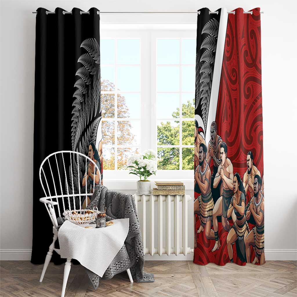 New Zealand Te Matatini Window Curtain Kapa Haka and Silver Fern - Maori Art Pattern LT03 - Polynesian Pride