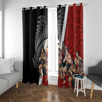 New Zealand Te Matatini Window Curtain Kapa Haka and Silver Fern - Maori Art Pattern LT03 With Grommets Black - Polynesian Pride