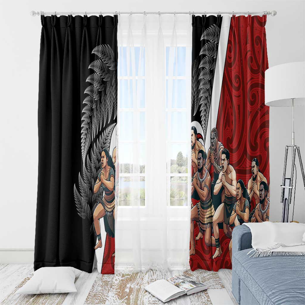 New Zealand Te Matatini Window Curtain Kapa Haka and Silver Fern - Maori Art Pattern LT03 - Polynesian Pride