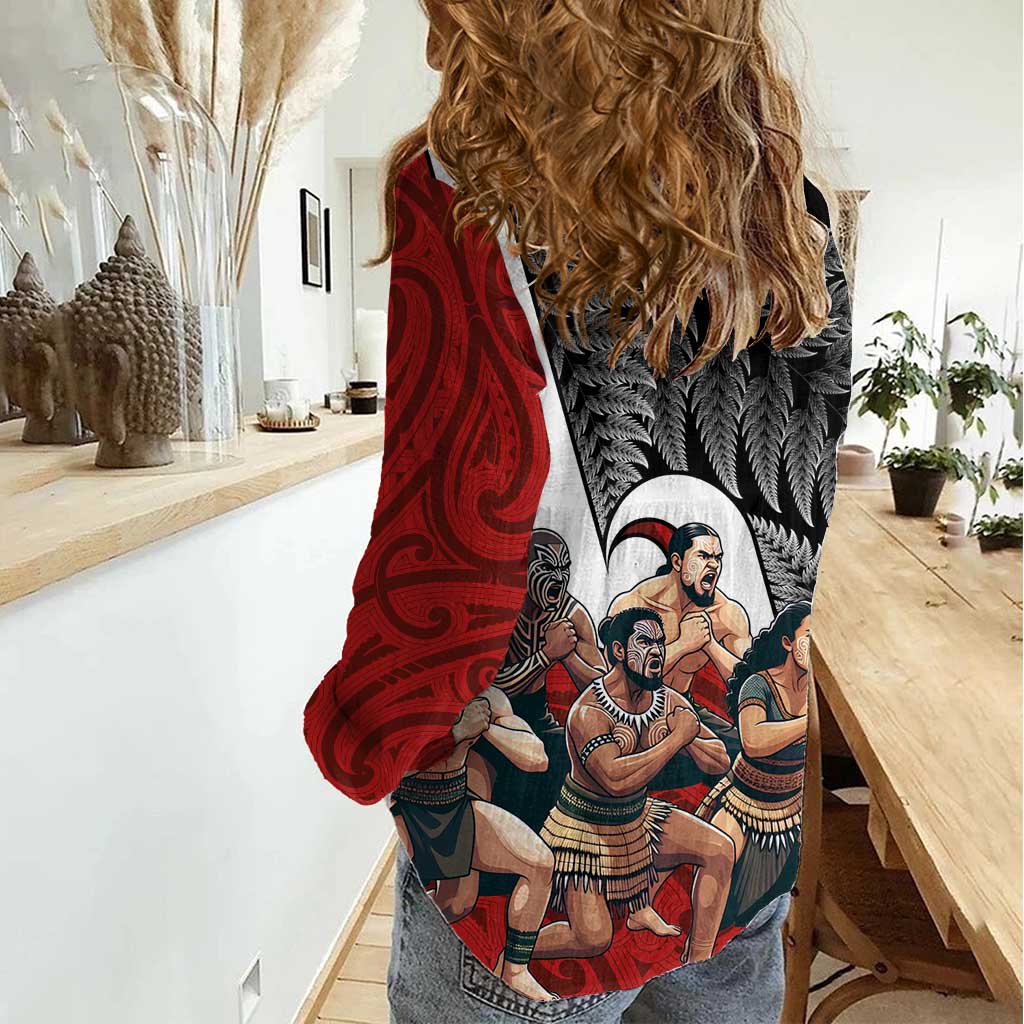 New Zealand Te Matatini Women Casual Shirt Kapa Haka and Silver Fern - Maori Art Pattern