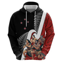 New Zealand Te Matatini Zip Hoodie Kapa Haka and Silver Fern - Maori Art Pattern