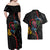 New Zealand Tui Birds Love Couple Couples Matching Off Shoulder Maxi Dress and Hawaiian Shirt The Heart of Silver Fern Leaves and Maori Tattoo Pattern