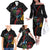 New Zealand Tui Birds Love Couple Family Matching Off The Shoulder Long Sleeve Dress and Hawaiian Shirt The Heart of Silver Fern Leaves and Maori Tattoo Pattern