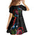 New Zealand Tui Birds Love Couple Family Matching Off Shoulder Short Dress and Hawaiian Shirt The Heart of Silver Fern Leaves and Maori Tattoo Pattern