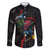New Zealand Tui Birds Love Couple Family Matching Off Shoulder Short Dress and Hawaiian Shirt The Heart of Silver Fern Leaves and Maori Tattoo Pattern