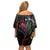 New Zealand Tui Birds Love Couple Family Matching Off Shoulder Short Dress and Hawaiian Shirt The Heart of Silver Fern Leaves and Maori Tattoo Pattern