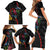 New Zealand Tui Birds Love Couple Family Matching Short Sleeve Bodycon Dress and Hawaiian Shirt The Heart of Silver Fern Leaves and Maori Tattoo Pattern