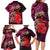 Pasifika Festival Family Matching Long Sleeve Bodycon Dress and Hawaiian Shirt Plumeria Turtles with Hibiscus - Polynesian Art Tattoo Pink Color