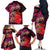 Pasifika Festival Family Matching Off The Shoulder Long Sleeve Dress and Hawaiian Shirt Plumeria Turtles with Hibiscus - Polynesian Art Tattoo Pink Color