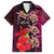 Pasifika Festival Family Matching Off Shoulder Short Dress and Hawaiian Shirt Plumeria Turtles with Hibiscus - Polynesian Art Tattoo Pink Color