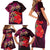 Pasifika Festival Family Matching Short Sleeve Bodycon Dress and Hawaiian Shirt Plumeria Turtles with Hibiscus - Polynesian Art Tattoo Pink Color