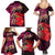 Pasifika Festival Family Matching Summer Maxi Dress and Hawaiian Shirt Plumeria Turtles with Hibiscus - Polynesian Art Tattoo Pink Color