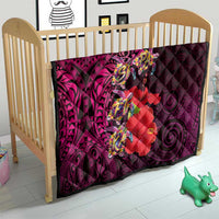 Pasifika Festival Quilt Plumeria Turtles with Hibiscus - Polynesian Art Tattoo Pink Color