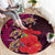 Pasifika Festival Round Carpet Plumeria Turtles with Hibiscus - Polynesian Art Tattoo Pink Color