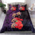 Pasifika Festival Bedding Set Plumeria Turtles with Hibiscus - Polynesian Art Tattoo Purple Color