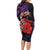 Pasifika Festival Family Matching Long Sleeve Bodycon Dress and Hawaiian Shirt Plumeria Turtles with Hibiscus - Polynesian Art Tattoo Purple Color