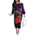 Pasifika Festival Family Matching Off The Shoulder Long Sleeve Dress and Hawaiian Shirt Plumeria Turtles with Hibiscus - Polynesian Art Tattoo Purple Color