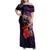 Pasifika Festival Family Matching Off Shoulder Maxi Dress and Hawaiian Shirt Plumeria Turtles with Hibiscus - Polynesian Art Tattoo Purple Color