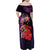 Pasifika Festival Family Matching Off Shoulder Maxi Dress and Hawaiian Shirt Plumeria Turtles with Hibiscus - Polynesian Art Tattoo Purple Color