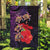 Pasifika Festival Garden Flag Plumeria Turtles with Hibiscus - Polynesian Art Tattoo Purple Color