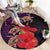 Pasifika Festival Round Carpet Plumeria Turtles with Hibiscus - Polynesian Art Tattoo Purple Color