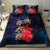 Pasifika Festival Bedding Set Plumeria Turtles with Hibiscus - Polynesian Art Tattoo Dark Navy Color