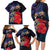 Pasifika Festival Family Matching Long Sleeve Bodycon Dress and Hawaiian Shirt Plumeria Turtles with Hibiscus - Polynesian Art Tattoo Dark Navy Color