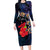 Pasifika Festival Family Matching Long Sleeve Bodycon Dress and Hawaiian Shirt Plumeria Turtles with Hibiscus - Polynesian Art Tattoo Dark Navy Color