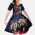 Pasifika Festival Family Matching Off The Shoulder Long Sleeve Dress and Hawaiian Shirt Plumeria Turtles with Hibiscus - Polynesian Art Tattoo Dark Navy Color