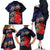 Pasifika Festival Family Matching Off The Shoulder Long Sleeve Dress and Hawaiian Shirt Plumeria Turtles with Hibiscus - Polynesian Art Tattoo Dark Navy Color