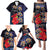 Pasifika Festival Family Matching Puletasi and Hawaiian Shirt Plumeria Turtles with Hibiscus - Polynesian Art Tattoo Dark Navy Color